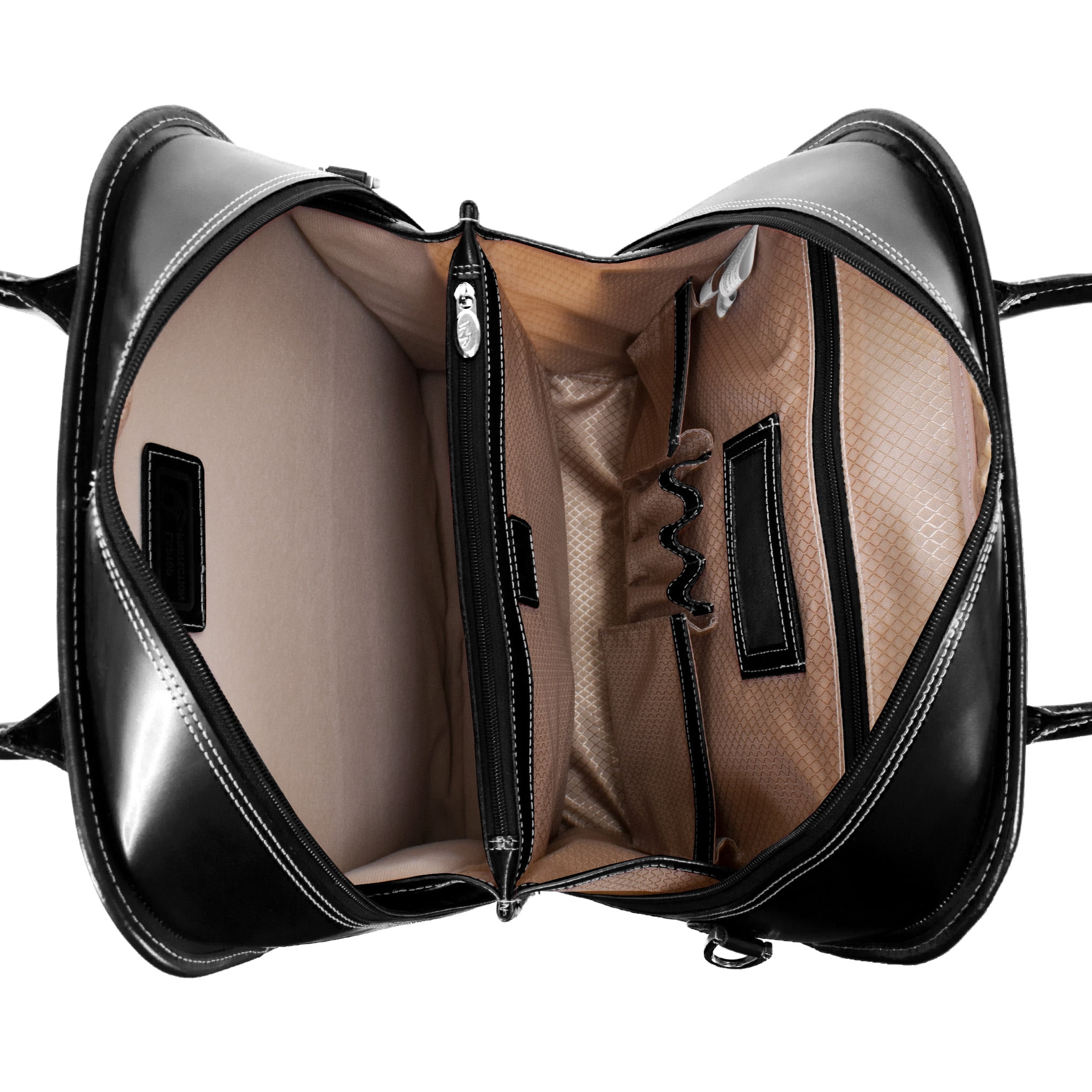 McKlein LA GRANGE, Patented Detachable -Wheeled Ladies' Laptop Briefcase, Top Grain Cowhide Leather, Black (96495)