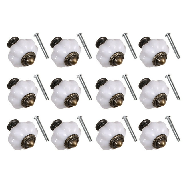 MasteelfCA 12Pcs Ceramic Knobs Handle Round Drawer Knobs Ceramic Door Handle Knob for Cabinet Furniture Kitchen Home Decoration
