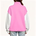 thumbnail image 4 of Atogsazn Women's 1/4 Zip Colorblock Sweatshirt Casual Oversized Long Sleeve Sweatshirt Pullover Tops Fall Winter Clothes Pink XXL Fashion, 4 of 5