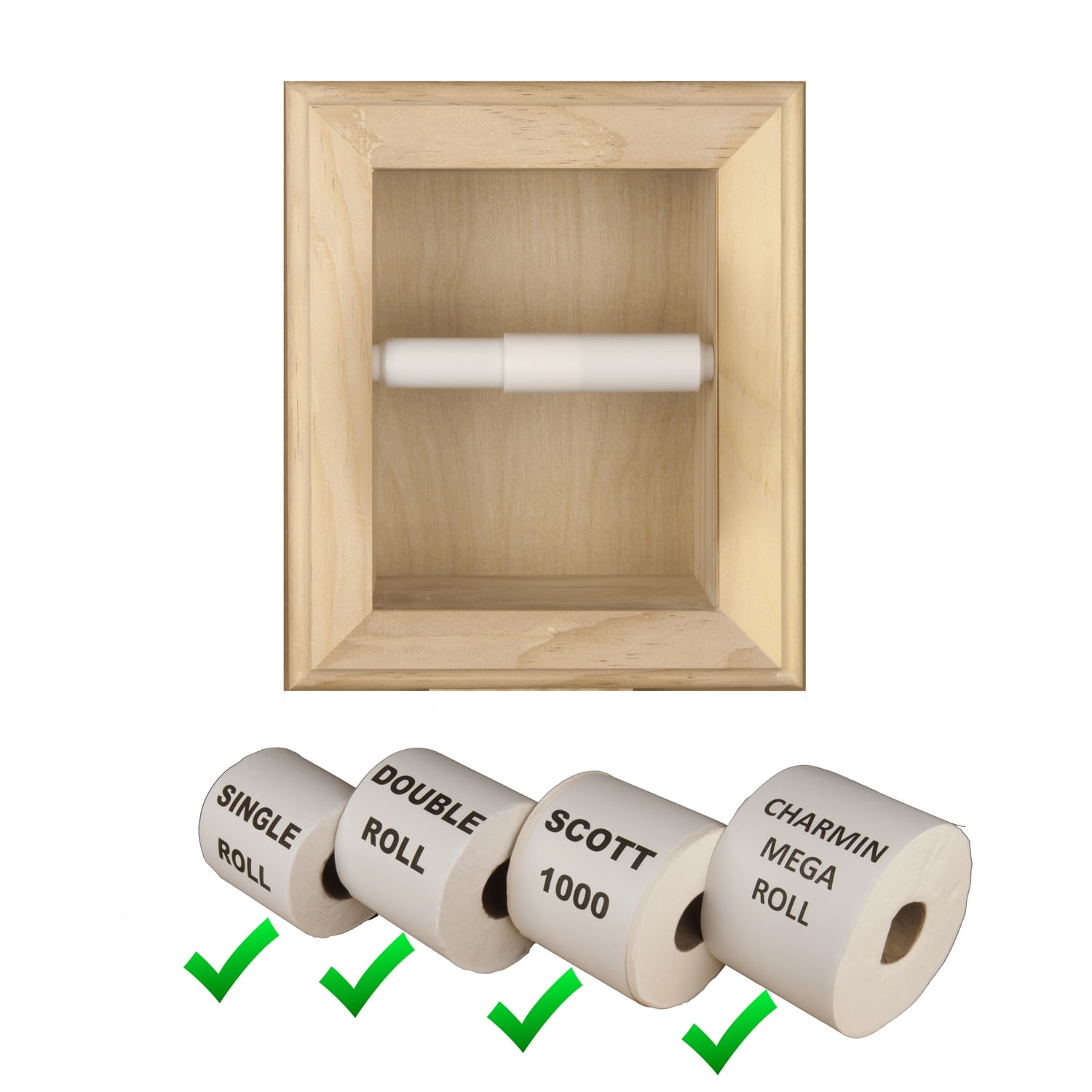 Typhon Recessed Solid Wood Toilet Paper Holder 7 x 8.5, Unfinished