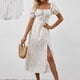 thumbnail image 1 of WILLBEST Vestidos de Verano para Mujer, Estampado de Flores, Ajustados, Cuello Cuadrado, Dobladillo Dividido, Ligero, Estilo Bohemio Chica, 1 of 3