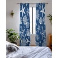 thumbnail image 3 of Navy Blue Coastal Sheer Curtains 84 Inch Length 2 Panels Set for Living Room/Bedroom, Nautical Beach Starfish Coral Summer Kitchen Curtains Grommet Semi-Sheer Curtains Window Treatments 42"x84"x2, 3 of 7