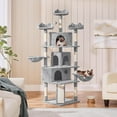 thumbnail image 3 of YEXJ Large Cat Tree Tower for Large Cats, 76.5in Multi-Level Cat Tower with 3 Condos & Perches, 9 Scratching Posts and 2 Cat Baskets, Pet Climbing Tree for Indoor Cats, Light Gray, 3 of 10