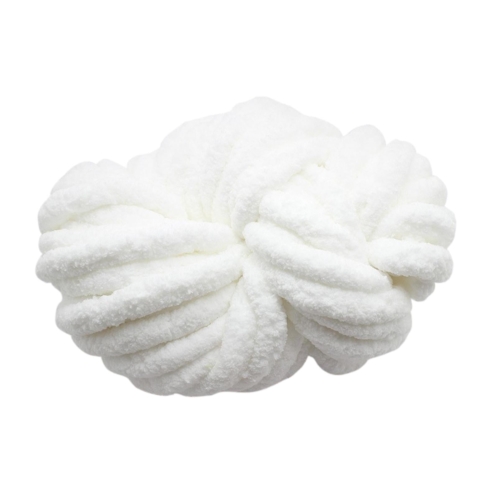 Abbraccia Chunky Chenille Yarn for Crocheting, Bulky Thick Yarn for Knitting,Super Bulky Chunky Yarn for Hand Knitting Blanket Pure White