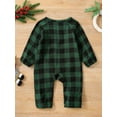 thumbnail image 3 of Faithtur Bébé Automne Casual Manches Longues Combinaison de Noël Plaid/impression Col Rond Long Romper, 3 of 8