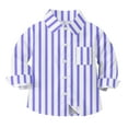 thumbnail image 2 of Oxford Dress Shirts for Boys Striped Long Sleeve Collared Button Up Shirt with Chest Pocket School Uniform (7-8 Years, Blue), 2 of 7
