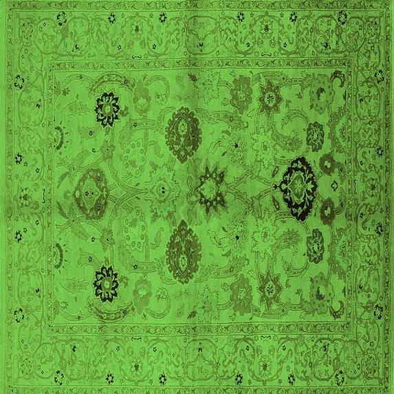 Ahgly Company Indoor Square Oriental Green Traditional Area Rugs, 5' Square