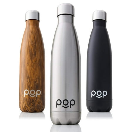 POP Design Stainless Steel Vacuum Insulated Water Bottle | Keeps Cold 24hrs. or Hot for 12hrs. | Sweat & Leak-Proof | Narrow Mouth & BPA Free | 25 Oz (740ml) |