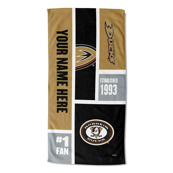Anaheim Ducks NHL Colorblock Personalized Beach Towel, 30" x 60"