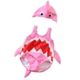 thumbnail image 3 of Bainana Toddler Girls Swimwear Summer Cartoon Shark Print Sleeveless Crew Neck One-Pieces Bikini With Hat Set Baby Infant Comfort Holiday Swim Wear Pink Size 12-18 Months, 3 of 6