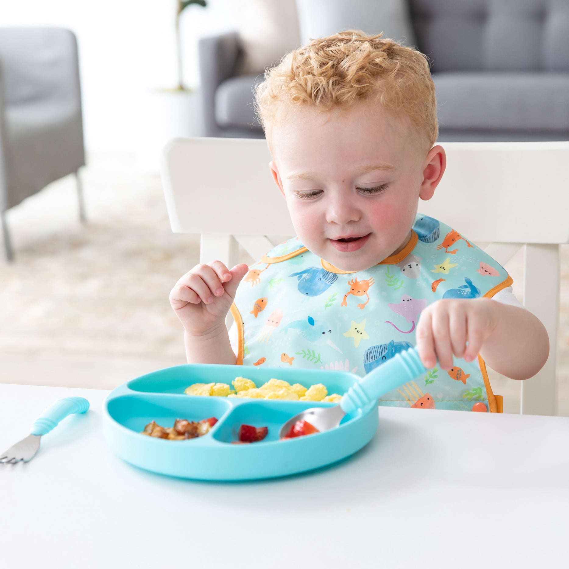 Bumkins Silicone Grip Dish, Baby and Toddler for Ages 6 months+