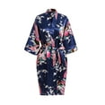 thumbnail image 5 of Navy Blue Mommy and Me Robes, Floral, Satin Feel, 5 of 10