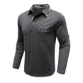 thumbnail image 3 of safuny Men's Casual Winter Loose Basic Tops with Pockets Big&Tall Turn Down Collar Quarter Button Sweatshirts Long Sleeve Tees Cotton Lined Workout Pullover Gray M, 3 of 6