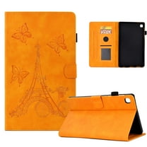 ELEHOLD Flip Folio Leather Case for Samsung Galaxy Tab A7 Lite 8.7 (2021) Butterflies Tower Pattern Card Slots Auto Wake/Sleep Kickstand Function Multi-Functional Shockproof Slim Case,Khaki