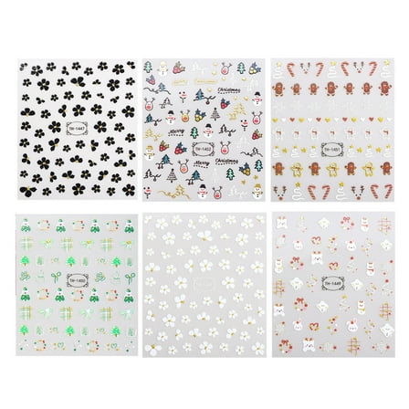 Milue 6 Sheets Christmas Nail Stickers Snowflake Nail Art Stickers Nails Decoration