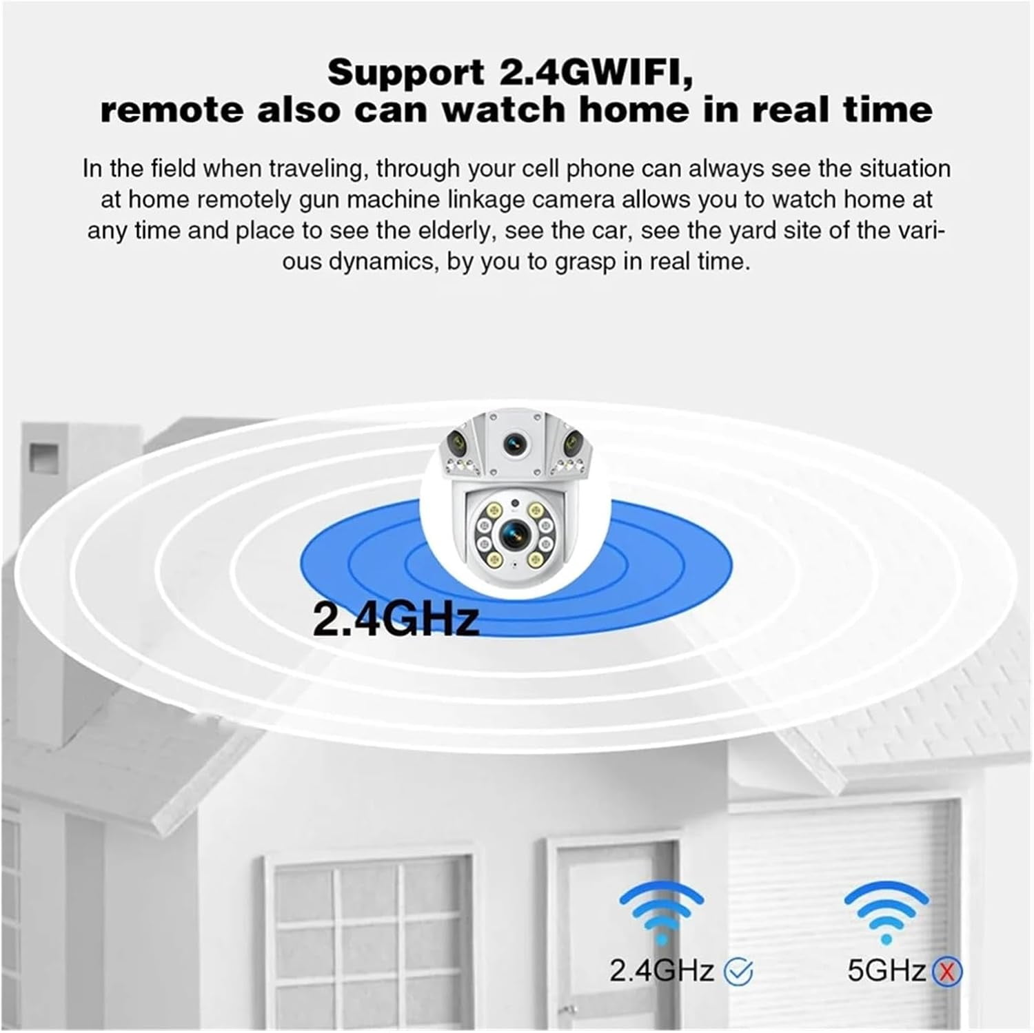 1080P WiFi Camera Outdoor Multi Lens Surveillance Camera, Two Way Intercom Night Vision Baby Monitor