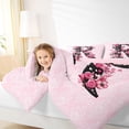 thumbnail image 3 of Erosebridal Pink Groovy R Letter Queen Comforter Set, Cartoon Flower Butterfly Bedding Comforter Set, 3-Piece, 3 of 6