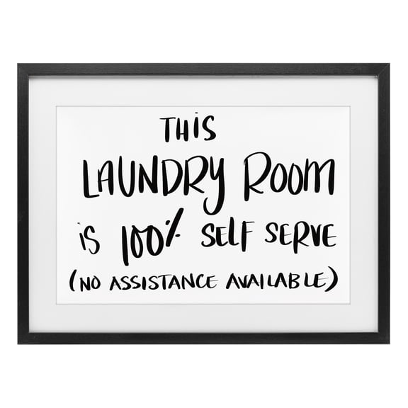 Stupell Industries Self Serve Laundry No Assistance Black Framed Print Under Glass, design by SD Graphics Studio