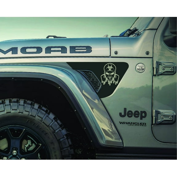 AnyStickerYouWant - Biohazard Skull Dripping Fender Vent Vinyl Decal Sticker Fits & Compatible with Jeep Wrangler JL/Jeep Gladiator JT 2018  Rare Biohazard Skull Dripping Print