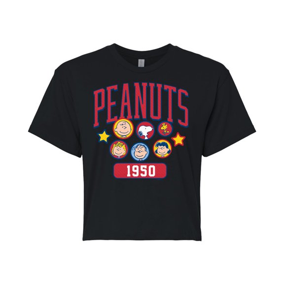Peanuts - Peanuts Crew Athletic - Juniors Cropped Cotton Blend T-Shirt