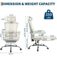 thumbnail image 3 of Ergonomic Office Chair with Footrest, High-Back Mesh Gaming Chair with Synchronized Reclining, 3D Adjustable Armrests & Lumbar Support, Swivel Computer Desk Chair for Home Office, Beige, 3 of 7