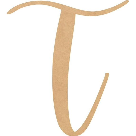 Unfinished Script Wood 5'' Tall Nicholia Letters Alphabet T, Paintable Craft