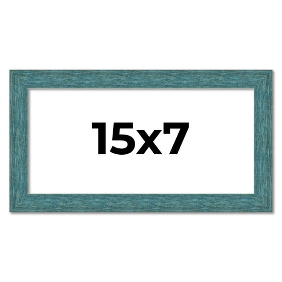 15x7 Frame Blue Rustic Barnwood Solid Wood Picture Frame Width 1.25 Inches | Interior Depth 0.5