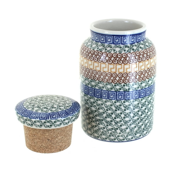 Blue Rose Polish Pottery Athena Canister with Cork Top