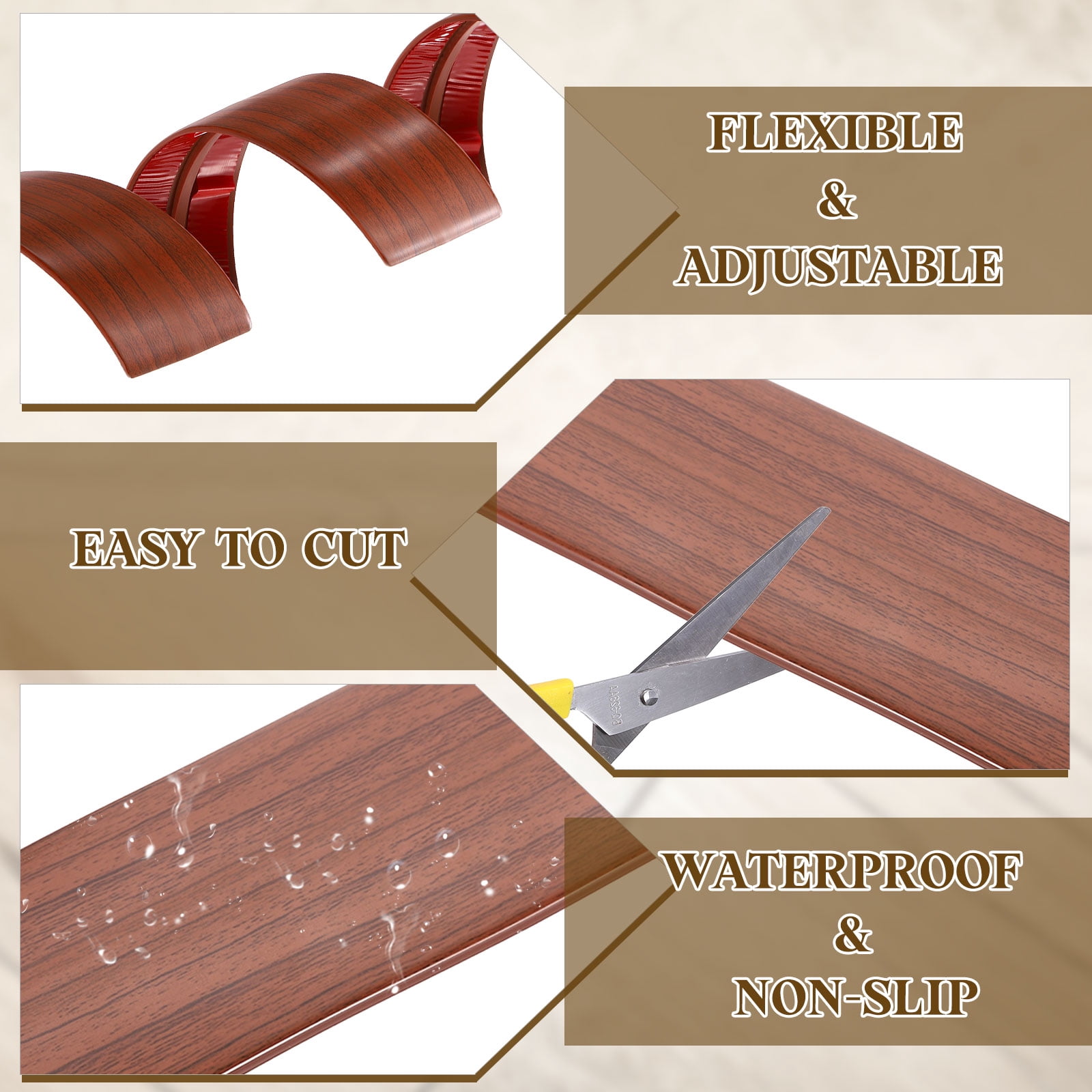 T-Molding Transition Strips, 9.84 ftx1.97" Vinyl Flooring Edging Trim, Walnut