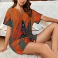 thumbnail image 4 of Rateoe Orange Net Fishing Boat for 2 Piece Short Sleeves Pajama Sets Casual Lounge Sleepwear Ladies Pjs Sets with Pocket-X-Large, 4 of 6