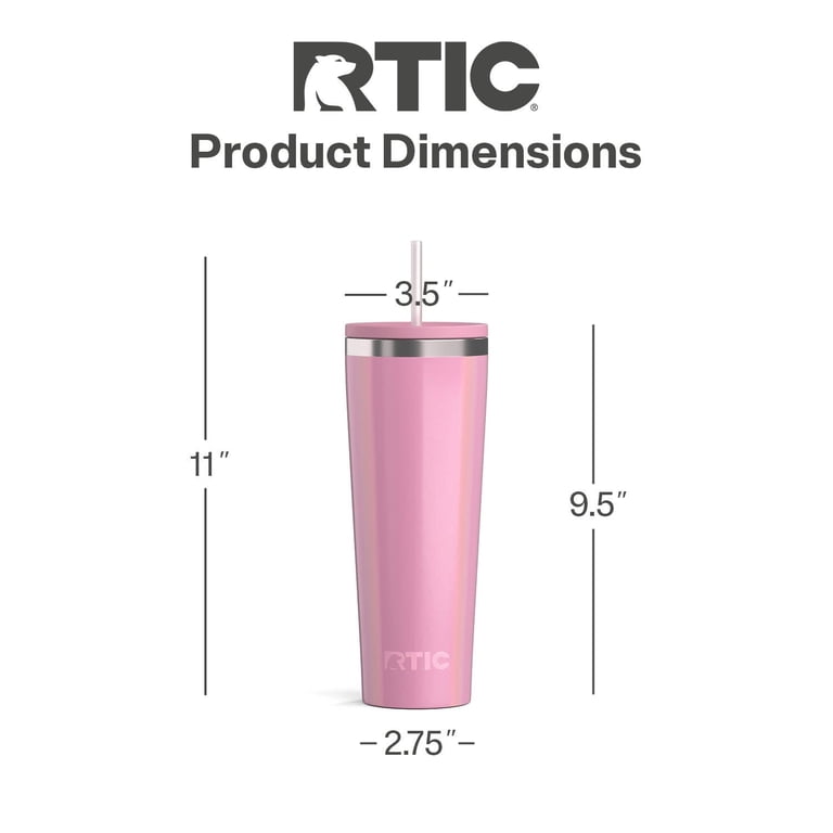 RTIC 28 oz Ceramic Lined Everyday Tumbler, Spill-Resistant Straw