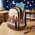 thumbnail image 3 of Kuiaobaty Rugby Print Kids Backpack for Boys Girls Ice Cream Print Bookbag Daypack with Cup Holder 17 Inch School Backpack for School, Brown, 3 of 7