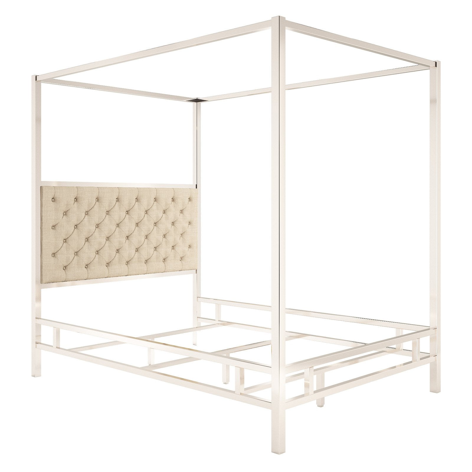 Weston Home Umberton Canopy Bed With Diamond Tufted Headboard Weston Home Umberton Canopy Bed With Diamond Tufted Headboard