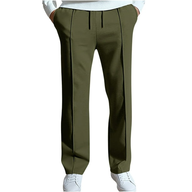 Pantalones largos de sarga para hombre, con cordón ajustable, cintura elástica, holgados, para correr, informales, de poliéster