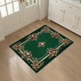 thumbnail image 3 of ODIKA 3'x5' Washable Throw Rug Deep Olive Green Baroque Round Skull Victorian Gothic Florals with Acanthus Details for Entryway, Kitchen, Mudroom, Stain Resistant, Low Profile, Non-Slip, 3 of 7