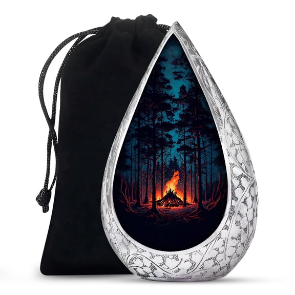 JAGSHASHI Fire Burning In Forest - Cremation Urns For Human Ashes - Urns For Ashes - Burial Urns - Funeral Urns - Large Urns For Human Ashes Adult - Urns For Ashes Adult Male - 10 Inch - Large