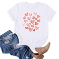 thumbnail image 4 of Camiseta de Manga Corta de Cuello Redondo con Patrones de Corazón de Moda de las Mujeres para Diario, Fiesta, Primavera Y Verano, 4 of 5
