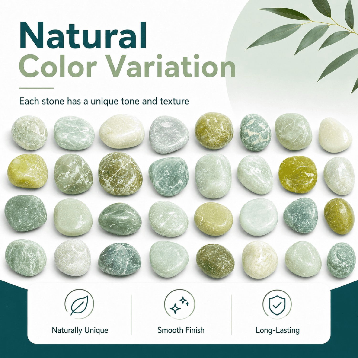 38lbs Cyan River Rocks, 2-3 inch Polished Pebbles for Plants, Vase Filler, Aquarium, Landscaping, Indoor Outdoor Decor