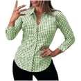 thumbnail image 6 of GUACER Womens Long Sleeve Blouses Gingham Collared Button Down Shirts Loose Casual Fall Tops, 6 of 8