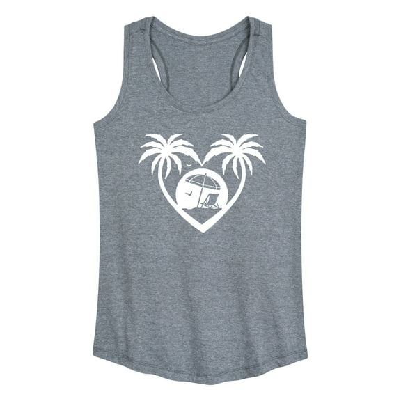 Instant Message - Palm Trees Heart Scene - Women's Racerback Tank Top