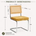 thumbnail image 4 of SESSLIFE Dining Chairs Set of 2, Rattan Cane Back Dining Room Chairs with Velvet Upholstered Seat, Cantilever Kitchen Chairs with Chrome Frame, 300 lbs, Gold, 4 of 10