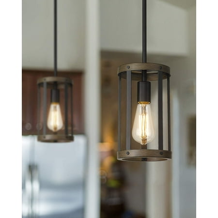 

Briignite 1-Light Cylinder Pendant Farmhouse Black Kitchen Island Lighting Simple Chandelier for Dining Room Living Room 3 Pack
