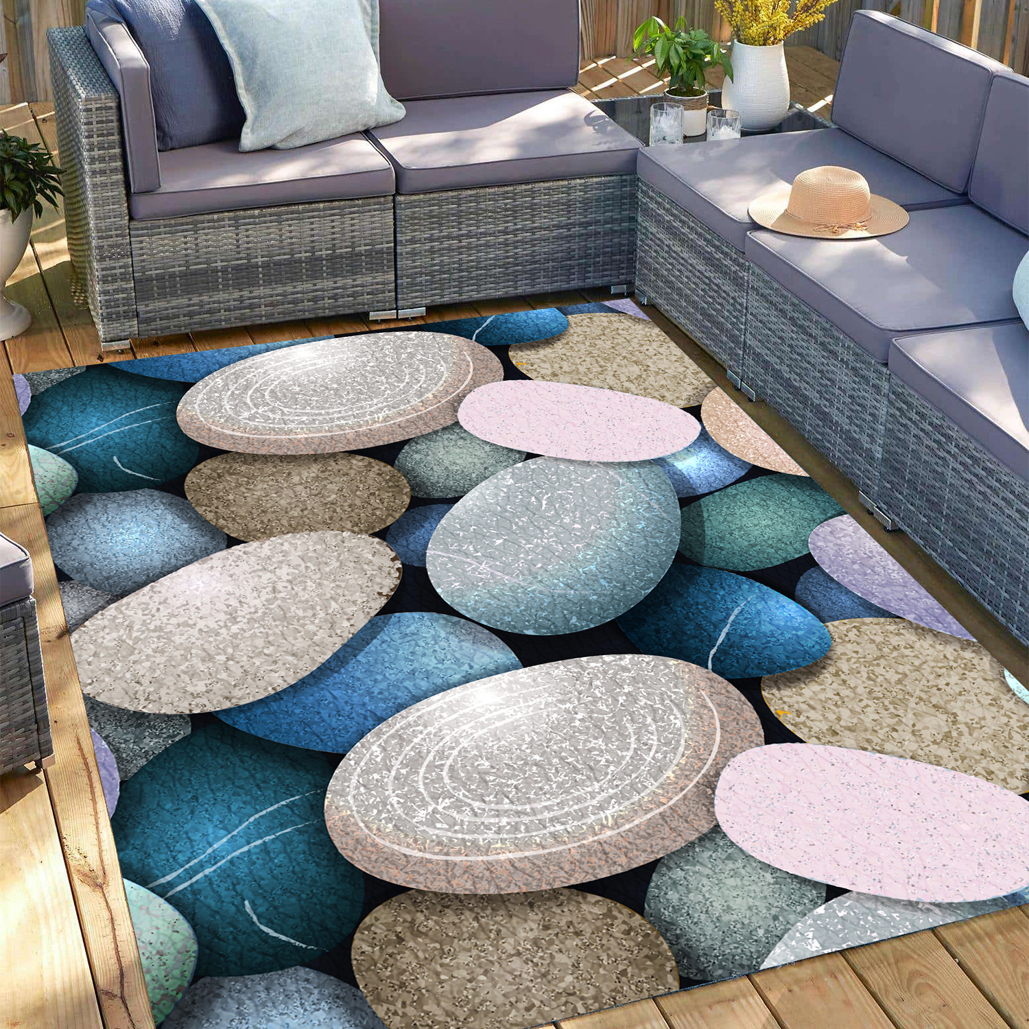 JML Outdoor Rug Lightweight Plastic Waterproof Outside Mats for Patio,Beach,Camping, 4' x 6