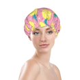 thumbnail image 2 of Beautiful Pineapple Shower Cap, Reusable Bath Hair Hat for all Hair Lengths Hair Cover with Elastic Band Double Waterproof Layers Bathing Hat, 2 of 5