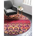 thumbnail image 1 of Unique Loom Medici Collection Vibrant Colors Abstract Botanical Red Round Rug (6 0 x 6 0), 1 of 5