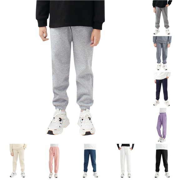 FYDUU Boys Solid Color Casual Pants Jogger Sweatpants with Pockets Fall Winter Warm Trousers Kids Drawstring Elastic Waist Athletic Pants Fashion Pants 5-6 Years