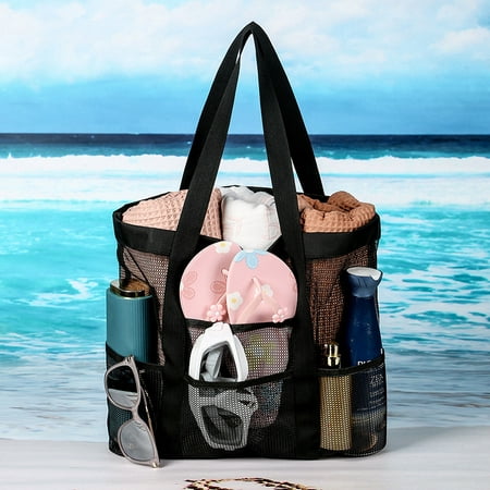 Mesh Beach Bag Waterproof Sandproof Tote Bag Family Travel Bag ...