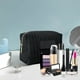 thumbnail image 3 of Bolsa de cosméticos de terciopelo bordado | Organizador de maquillaje de poliéster a rayas | Estuche de almacenamiento de viaje impermeable | Compacto 6.7x4.7x3.5 pulgadas | Cierre de cremallera |, 3 of 5