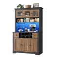 thumbnail image 3 of 69" Tall Pantry Cabinet with LED Lights & Charging Station, Large Kitchen Pantry Storage Cabinet Kitchen Hutch Coffee Bar Cabinet with Drawers and Wine Rack, 3 of 6