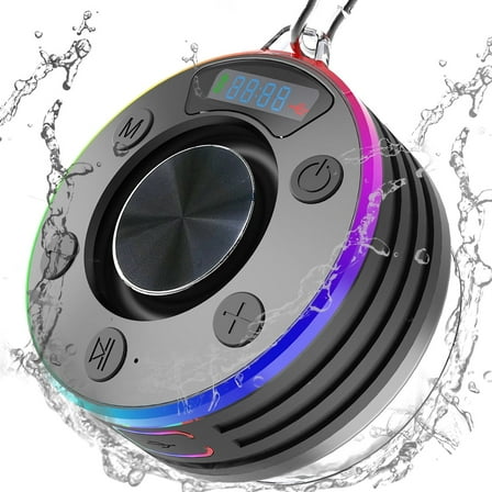 AGPTEK Waterproof Shower Speaker with Bluetooth 5.0, Wireless, FM, SD ...